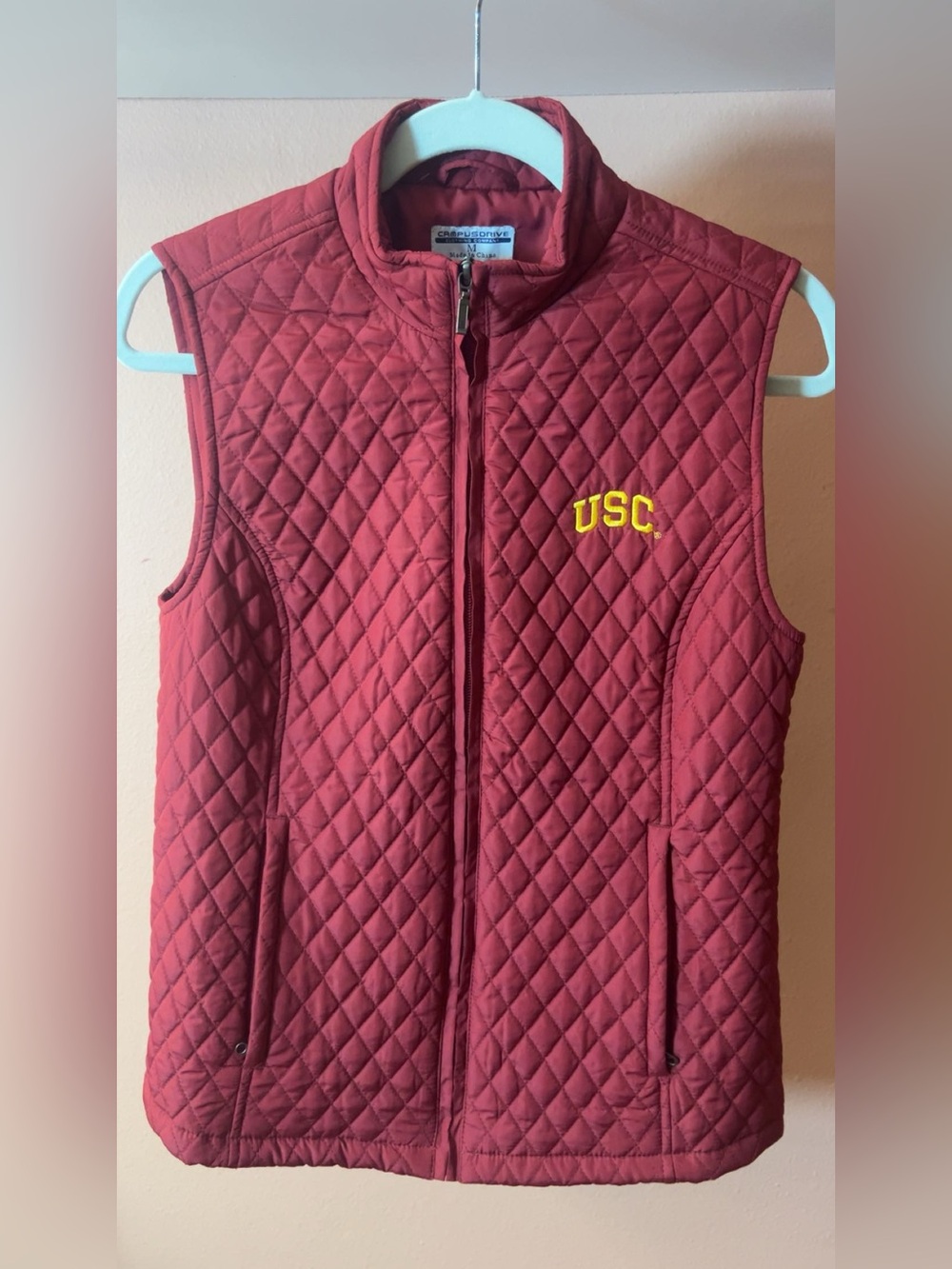 USC Trojans Campus Drive Quilted Vest Cardinal Red Size M